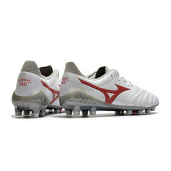 Chuteira Mizuno Morelia Neo III FG Branca e Vermelha - VN Esportes