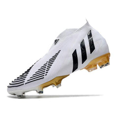 Chuteira Adidas Predator Edge+ FG Branca e Dourada - VN Esportes