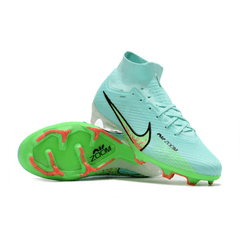 Chuteira Campo Nike Zoom Mercurial Superfly 9 Elite FG Azul Claro e Verde - VN Esportes