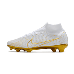 Chuteira Campo Nike Zoom Mercurial Superfly 9 Elite FG Branca e Dourada