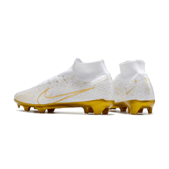 Chuteira Campo Nike Zoom Mercurial Superfly 9 Elite FG Branca e Dourada - VN Esportes