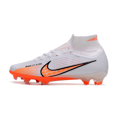 Chuteira Campo Nike Zoom Mercurial Superfly 9 Elite FG Branca e Laranja