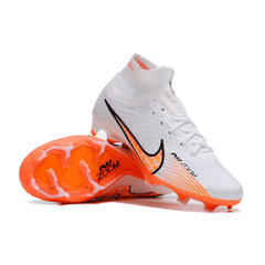 Chuteira Campo Nike Zoom Mercurial Superfly 9 Elite FG Branca e Laranja - VN Esportes