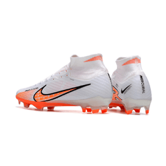 Chuteira Campo Nike Zoom Mercurial Superfly 9 Elite FG Branca e Laranja - VN Esportes