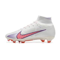 Chuteira Campo Nike Zoom Mercurial Superfly 9 Elite FG Branca e Roxa