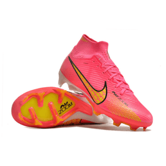 Chuteira Campo Nike Zoom Mercurial Superfly 9 Elite FG Rosa e Amarela - VN Esportes