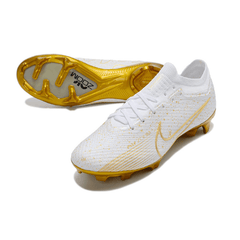 Chuteira Campo Nike Zoom Mercurial Vapor 15 Elite FG Branca e Dourada - VN Esportes