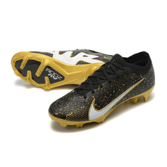 Chuteira Campo Nike Zoom Mercurial Vapor 15 Elite FG Preto,Dourado e Branco - VN Esportes