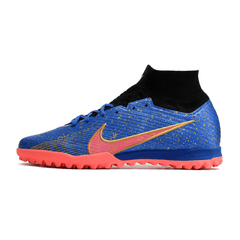 Chuteira Society Nike Zoom Mercurial Superfly 9 Elite TF Azul,Dourado e Rosa