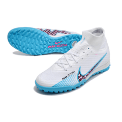 Chuteira Society Nike Zoom Mercurial Superfly 9 Elite TF Branca,Azul e Rosa - VN Esportes