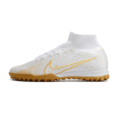 Chuteira Society Nike Zoom Mercurial Superfly 9 Elite TF Branca e Dourada - VN Esportes