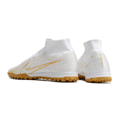 Chuteira Society Nike Zoom Mercurial Superfly 9 Elite TF Branca e Dourada - VN Esportes