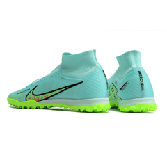 Chuteira Society Nike Zoom Mercurial Superfly 9 Elite TF Verde e Azul Claro - VN Esportes