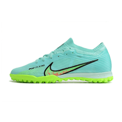 Chuteira Society Nike Zoom Mercurial Vapor 15 Elite TF Verde e Azul Claro