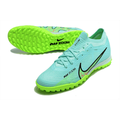 Chuteira Society Nike Zoom Mercurial Vapor 15 Elite TF Verde e Azul Claro - VN Esportes