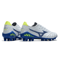 Chuteira Mizuno Morelia Neo III FG Branca,Azul e Verde - VN Esportes