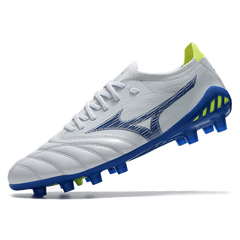 Chuteira Mizuno Morelia Neo III FG Branca,Azul e Verde - VN Esportes