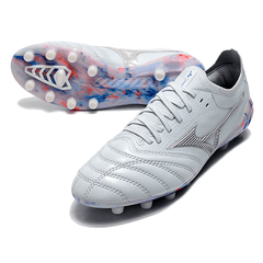 Chuteira Mizuno Morelia Neo III FG Branca,Azul e Vermelho - VN Esportes