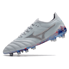 Chuteira Mizuno Morelia Neo III FG Branca,Azul e Vermelho - VN Esportes