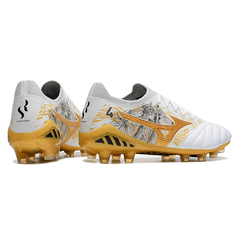 Chuteira Mizuno Morelia Neo III FG Branca,Dourada e Preta - VN Esportes