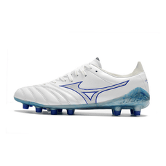 Chuteira Mizuno Morelia Neo III Pro FG Branco e Azul - VN Esportes