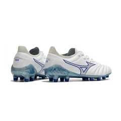 Chuteira Mizuno Morelia Neo III Pro FG Branco e Azul - VN Esportes