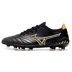 Chuteira Mizuno Morelia Neo III FG Preta e Dourada - VN Esportes