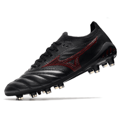 Chuteira Mizuno Morelia Neo III FG Preta e Vermelha - VN Esportes