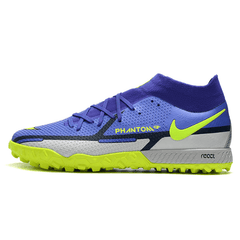 Chuteira Society Nike Phantom GT 2 Pro DF TF Azul e Branca