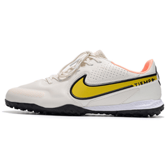 Chuteira Society Nike Tiempo Legend 9 Elite TF Branca e Amarela