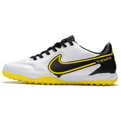 Chuteira Society Nike Tiempo Legend 9 Elite TF Branca, Preta e Amarela