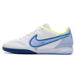 Chuteira Futsal Nike Tiempo Legend 9 Elite IC Branca e Azul Claro