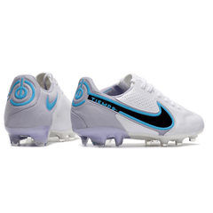 Chuteira Nike Tiempo 9 Legend FG Branca e Azul Claro - VN Esportes