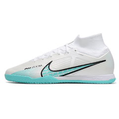 Chuteira Futsal Nike Zoom Mercurial Superfly 9 Elite IC Branca e Azul