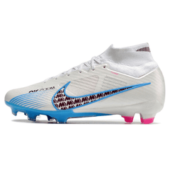 Chuteira Campo Nike Zoom Mercurial Superfly 9 Elite FG Branca,Azul e Rosa - VN Esportes