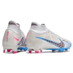 Chuteira Campo Nike Zoom Mercurial Superfly 9 Elite FG Branca,Azul e Rosa - VN Esportes