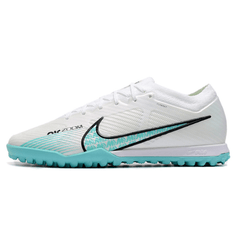 Chuteira Society Nike Zoom Mercurial Vapor 15 Elite TF Branca e Azul Claro