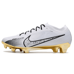 Chuteira Campo Nike Zoom Mercurial Vapor 15 Elite FG Branco e Dourado - VN Esportes