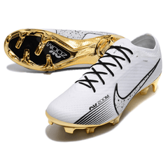 Chuteira Campo Nike Zoom Mercurial Vapor 15 Elite FG Branco e Dourado - VN Esportes